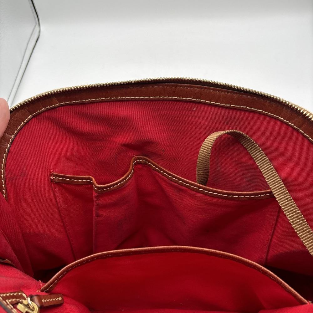 Dooney & Bourke Zip ZIp Satchel Pebbled Leather White Tan Domed Purse Double Zip - Picture 13 of 16